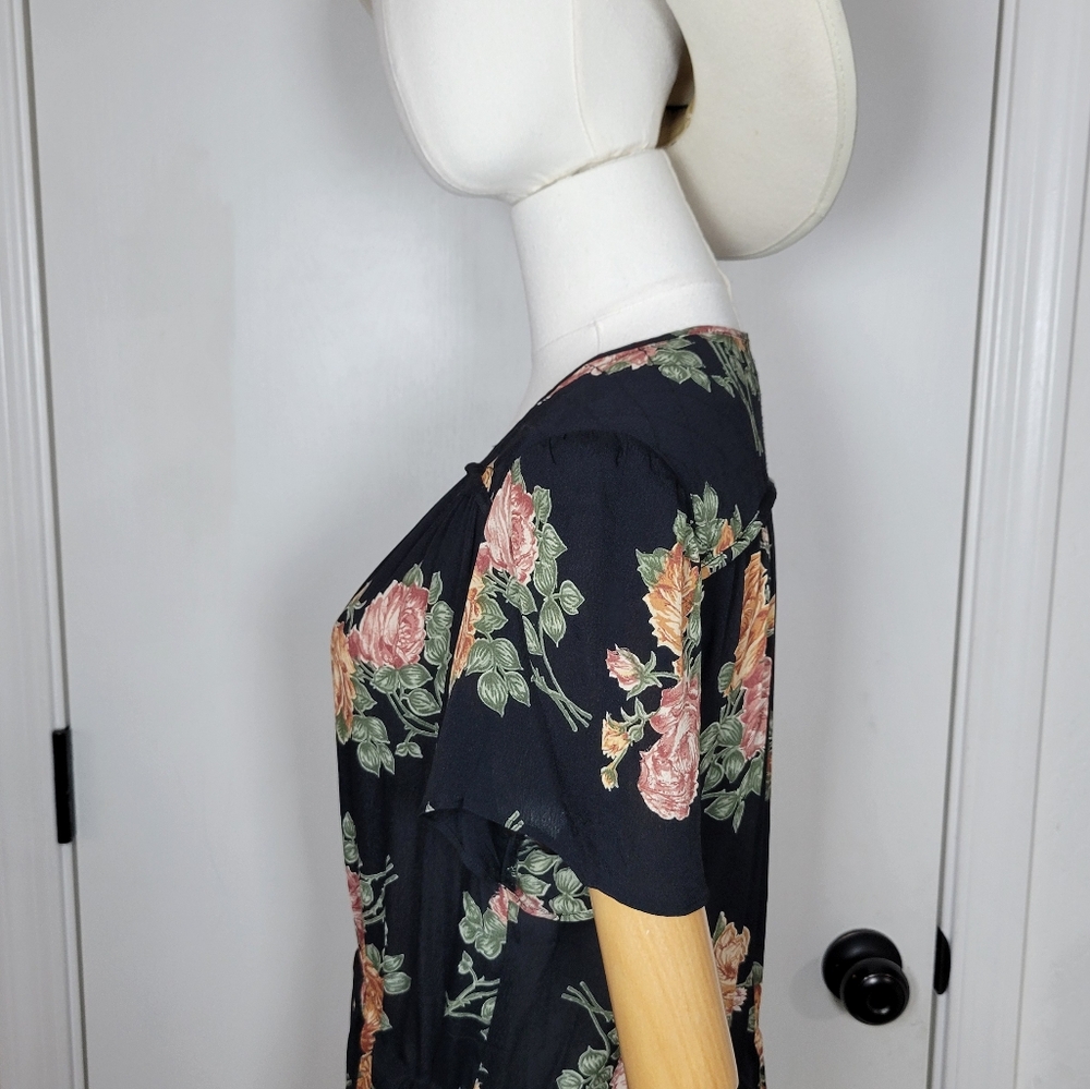 Christy Dawn Black Midi Dress with Pink and Peach Floral Print - Picture 6 of 11